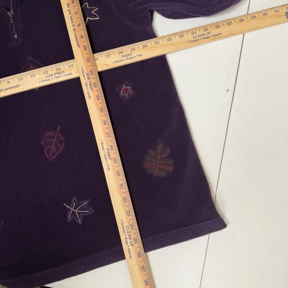 Vintage Northern Reflections Purple Fleece Nature Leaf Quarter Zip Sweater Med - Picture 5 of 5